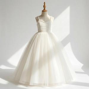Vestido de Novia Elegante de Primera Calidad con Tirantes de Perlas Color Marfil, Vestido de Princesa de Tul Hasta el Suelo, Tutupetti para Adolescentes - Product Image 1