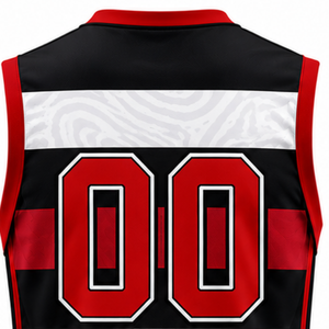 Ensemble de maillot et short de volley-ball noir, rouge et blanc, sans manches, sublimé, tenue de sport professionnelle pour compétition d'équipe - Product Image 5