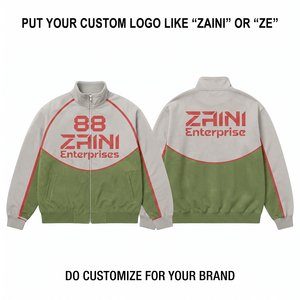 Premium 180 GSM Polyester Windbreaker Jacket Green Grey Panel Design <b>Covered</b> <b>Button</b> Athletic Waterproof Breathable Winter Men's - Product Image 1