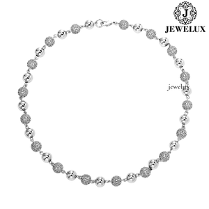 Collier de luxe pour femme en argent 925 plaqué rhodium avec perles de moissanite, chaîne à billes, bijoux de soirée très demandés, en vente - Product Image 2