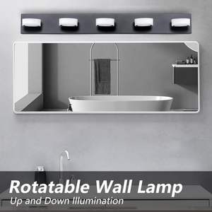 Applique murale élégante et moderne de 37 pouces à 5 lumières LED en fer noir avec miroir pour salle de bain et douche - Product Image 6