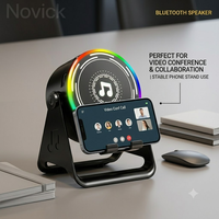 Haut-parleur de bureau A3 RGB avec son 360° °   Support de téléphone rotatif, haut-parleur audio sans fil, lumière LED colorée, base stable, lecteur de musique OEM
