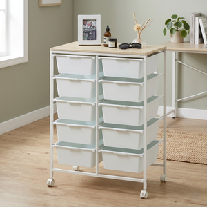 Minimalist 10 Tier Storage Drawer Cart with Wheels Plastic Drawers for Living Room Office Neatening Storage Furniture - Product Image 2