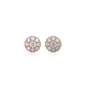 Pendientes de Oro Rosa con Corte Redondo y Circonita, Joyería Clásica para Mujer al Mejor Precio, Plateados en Plata - Product Image 1