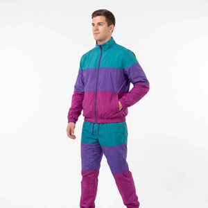 Unisex Customizable Quick Dry Nylon 2 Piece Tracksuit Hooded Zip up Windbreaker <b>Jacket</b> Pants Color Block Reflective Striped - Product Image 3