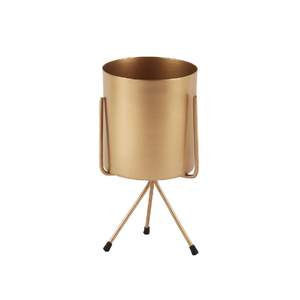 Maceta de Metal Dorada Rústica, Jardinera de Latón Grabado Vintage, Florero Decorativo de Mesa para Decoración Moderna de Oficina y Sala de Estar, Grande - Product Image 3