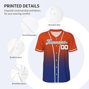 Maillots de baseball personnalisés de qualité supérieure, impression sérigraphique, vente en gros, maillots de softball, design de logo personnalisé, unisexe, 100% coton - Product Image 6