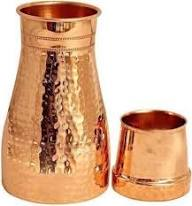 Handmade Pure Copper Water Jug and Copper Tumbler Traditional Drinking Water <b>Storage</b> and Serving - Product Image 4