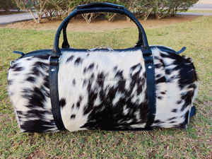 Sac de voyage en cuir véritable à poils, fermeture éclair, léger, grande capacité, bagage de voyage - Fait main, luxe LHODB-0153B - Product Image 3