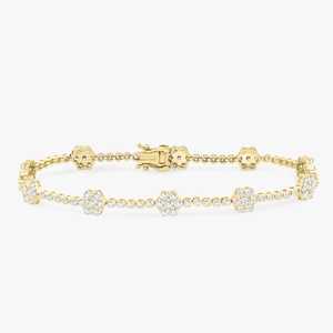 Lab Grown Diamond Tennis <b>Bracelet</b> Custom 10k 14k 18k Gold 925 Silver Round Cut 3 ct Floral Cluster <b>Stacking</b> Link Chain Wholesale - Product Image 1