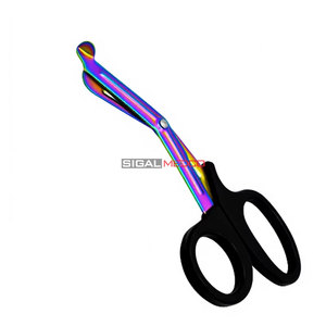 Ciseaux EMT 7,25 pouces, lames arc-en-ciel avec manche noir, acier inoxydable allemand, ciseaux utilitaires EMT, bandage de traumatisme, paramédical - Product Image 2