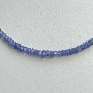 Collier de perles en Tanzanite bleue naturelle facettée de 3 mm à 4 mm, perles semi-précieuses, avec chaîne à fermoir en argent sterling 925, fait à la main - Product Image 2