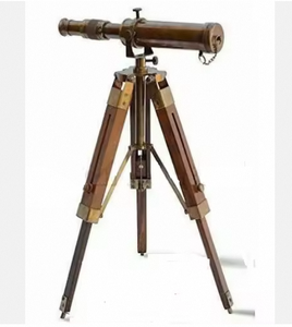 Vintage Nautical Brass Telescope with Wooden <b>Tripod</b> Antique Brown Polished Finish Custom Logo Decorative Gift by MILAP - Product Image 4