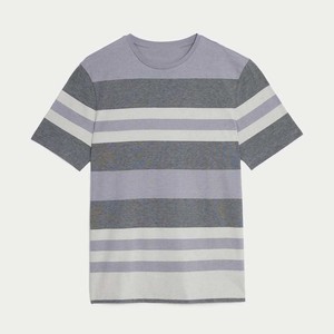 Camiseta de Algodón a Rayas Sublimada Transpirable de Alta Calidad al por Mayor, Camiseta Informal de Manga Corta para Hombre - Product Image 3