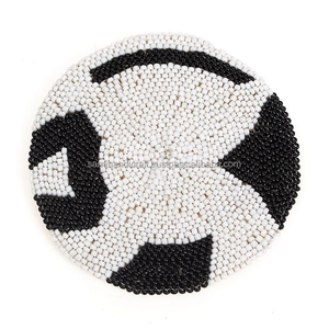 จานรองแก้วผ้าลินินทรงกลมแบบคลาสสิกพร้อมลูกปัดปักลายหรูหรา - Product Image 3