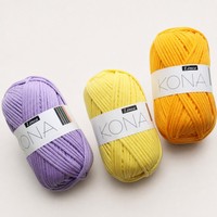 Hilo con logo KONA, hilo acrílico, algodón y nailon para crochet y tejido a mano, ovillo de 65g, hilo de algodón peinado.
