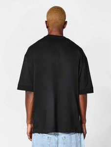 T-shirt homme marron foncé oversize coupe ample épaules tombantes manches courtes coton respirant logo personnalisé tenue décontractée vente en gros - Product Image 4