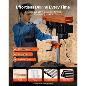 Taladro de Banco con Motor de Inducción Ajustable de 650/1050/1800/2350/3100 RPM y 6.2A, Máquina de Perforación de Sobremesa de 1050 RPM - Product Image 2