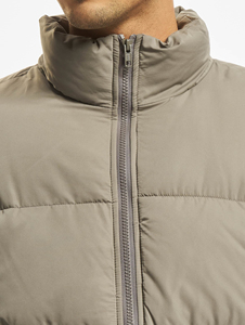 Veste matelassée gris clair pour homme, col montant, coupe-vent, manteau d'hiver, rembourrage épais en polyester, coupe régulière, fermeture éclair, décontractée - Product Image 5