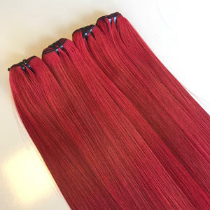 Prix de gros Bonestraight 100% perruque de cheveux humains vierges vietnamiens bruts couleur rose rouge super double extensions de cheveux - Product Image 6