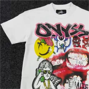 OYKZ เสื้อยืดแขนสั้นสีขาวสำหรับผู้ชายสตรีทแวร์คอกลมทรงปกติผ้าฝ้าย 100% ระบายอากาศได้ดี - Product Image 2