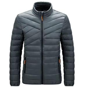 Veste matelassée noire unie de qualité supérieure pour homme, fermeture éclair sur le devant, coupe-vent, respirante, décontractée, hiver, rembourrage en polyester - Product Image 4