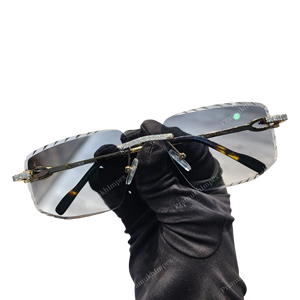 Gafas de Sol Cuadradas para Hombre, Estilo Hip Hop, Lujosas, Color Gris Claro, Anti-Reflejantes, con Doble Hilera de Diamantes Moissanite, Diseño Personalizado - Product Image 1