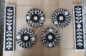 Juego de Posavasos de Nácar Premium con Bandeja Decorativa para Uso en el Hogar, Hoteles, Cafeterías y Restaurantes, de la India - Product Image 2