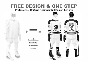 Custom Ice Hockey Jersey Men's White Black Sublimated Print V-Neck Full Sleeve Moisture Wicking Adult Regular Fit - Product Image 2