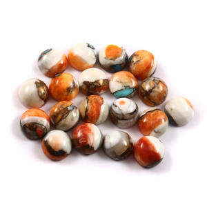 Lote al por mayor de gemas sueltas calibradas de 6x6 mm, turquesa cobre de ostra espinosa natural naranja AAA++, cabujón redondo para fabricación de joyas - Product Image 1