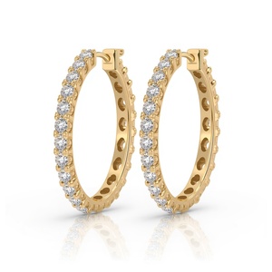 10K <b>Solid</b> <b>Gold</b> Lab Grown Diamond Eternity Hoop Earrings Fine Jewelry Elegant Diamond <b>Huggie</b> Hoops Custom Jewelry Manufacturer OE - Product Image 6