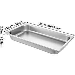 Set di 6 Vaschette Profonde in Acciaio Inox 20,9 X 12,8 X 2,6 Pollici, Capacità 8,5L, per Forno, Attrezzatura per Riscaldamento e Mantenimento Alimenti - Product Image 6