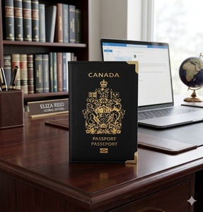 Wriza Canadian Passport Cover PU Leather Travel <b>Wallet</b> <b>RFID</b> <b>Blocking</b> ID Holder for Tourism Promotion Business Gifts Black - Product Image 5