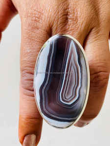 Anillo de declaración de ágata hermosa de Plata de Ley 925 UNO DE TIPO anillo hecho a mano ovalado uso diario regalo ella - Product Image 4