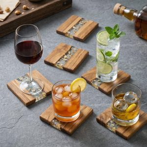 Handmade Wooden <b>Coasters</b> Set of 5 Rustic Wood <b>Drink</b> <b>Coasters</b> Decorative Table Protection <b>Coaster</b> Set <b>for</b> Coffee Table Dining Tab - Product Image 4