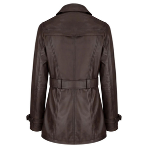 Chaqueta de Mujer de Piel de Oveja Marrón, Impermeable, Transpirable y Ecológica, con Botones al Frente, Manga Larga, Cuello y Relleno de Poliéster - Product Image 3