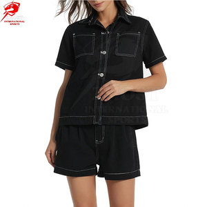 Conjuntos de Shorts de Mezclilla Modernos para Mujer, Mezcla de Algodón Ligera, Corte Holgado, Estilo Moderno para Salidas de Fin de Semana y Uso Diario - Product Image 4