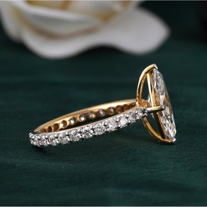 Anillo de compromiso solitario con diamante marquise de 2.00 CT cultivado en laboratorio, con pavé, en oro amarillo de 14K y claridad VVS1 - Product Image 3