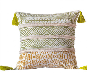 Funda de Cojín Decorativa Multicolor con Estampado a Mano, Funda de Algodón para Cojín, Estilo Boho Indio, Decoración para Sofá, Cama y Hogar - Product Image 3