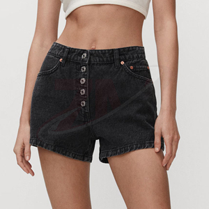 Shorts en jean taille haute pour femmes, décontractés, d'été, vente en gros, fabrication sur mesure, vêtements streetwear, usine de production - Product Image 4