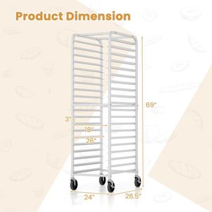 Estante de 20 Niveles con Ruedas de Goma Bloqueables para Bandejas de Panadería, Equipo Comercial para Panadería - Product Image 6
