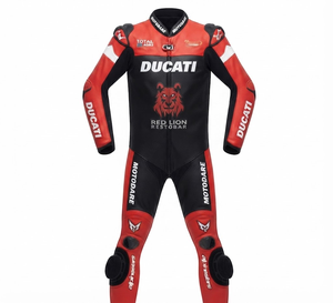 ชุดแข่งรถมอเตอร์ไซค์ Rucati Premium Leather MotoCP แบบชิ้นเดียว/ชุดจั๊มสูท พร้อม Hump Level 2 CE ผลิตตามสั่ง - Product Image 1