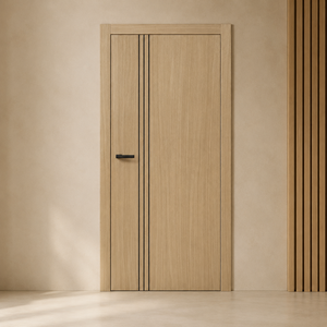 Puerta Interior de Madera Sólida de Estilo Moderno y Minimalista con Diseño Ranurado para Decoración de Dormitorios y Apartamentos, Apertura Manual, Superficie Acabada - Product Image 2