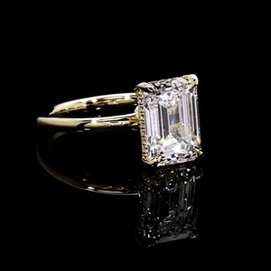 แหวนเพชรเม็ดเดี่ยวทรงสี่เหลี่ยมมรกต 2.0 กะรัต ทองคำขาว 14K สำหรับผู้หญิง ได้รับการรับรองจาก IGI หรูหรา เหมาะสำหรับงานหมั้นและงานแต่งงาน - Product Image 2