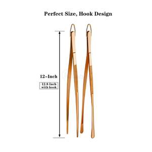 Pince de cuisine décorative en acier inoxydable plaqué or rose, outil de présentation alimentaire de précision pour la haute cuisine - Product Image 2