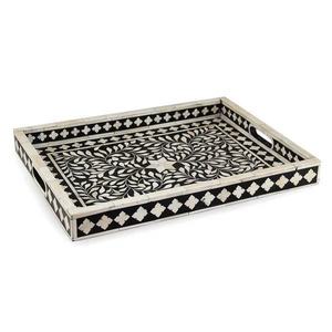 Nouveau meilleur Design Ramadan Eid cadeau gris os incrustation décoratif plateau de service plateau 37x23.50x5 CM décor à la maison ustensiles de cuisine qualité - Product Image 6
