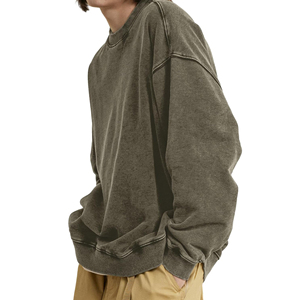 Fabricant de sweats à effet délavé, broderie personnalisée, impression, col rond, vente en gros, fournisseur de vêtements de mode sur mesure - Product Image 6