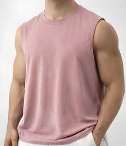 Premium Heavyweight French Terry <b>Men</b> Tank <b>Top</b> tshirt <b>Cropped</b> Boxy Fit Sleeveless Gym Streetwear Muscle Vest Wholesale - Product Image 1