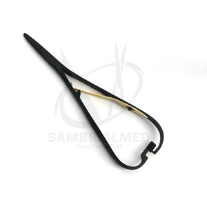 Portaagujas Mathieu de Ortodoncia, 5.5 Pulgadas, Sistema de Bloqueo, Acabado Satinado, Color Negro Completo, Kit Quirúrgico Negro Dorado, Certificado CE - Product Image 1