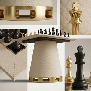 Gambit Chess <b>Table</b> Luxury Modern Chess <b>Game</b> <b>Table</b> with Gold Base Premium Indoor <b>Board</b> <b>Game</b> <b>Table</b> <b>for</b> Home Club - Product Image 3